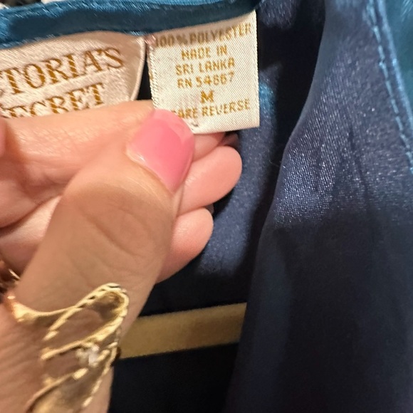 Victorias Secret Vintage Gold Label Blue Satin Top Size M - Picture 4 of 4